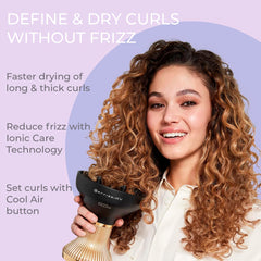 Bellissima Diffon Supreme dryer with diffuser on long waves delivers volume and shine.