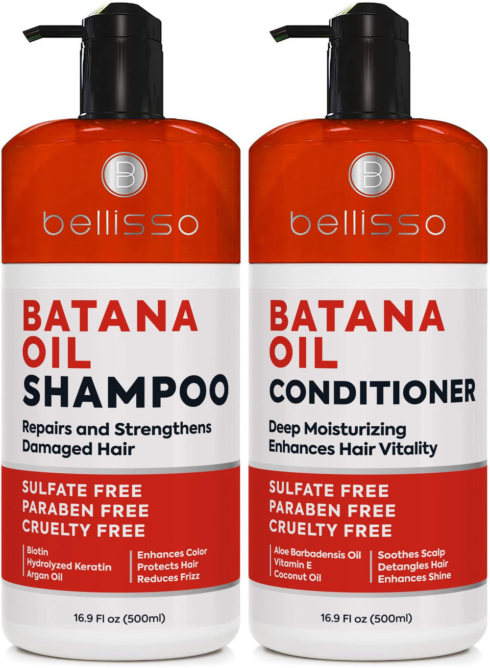 Bellisso Batana Oil Shampoo bottle highlights volumizing batana oil for fuller-looking hair.