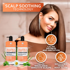BELLISSO beef tallow conditioner bottle promotes shine and moisture for smooth hair