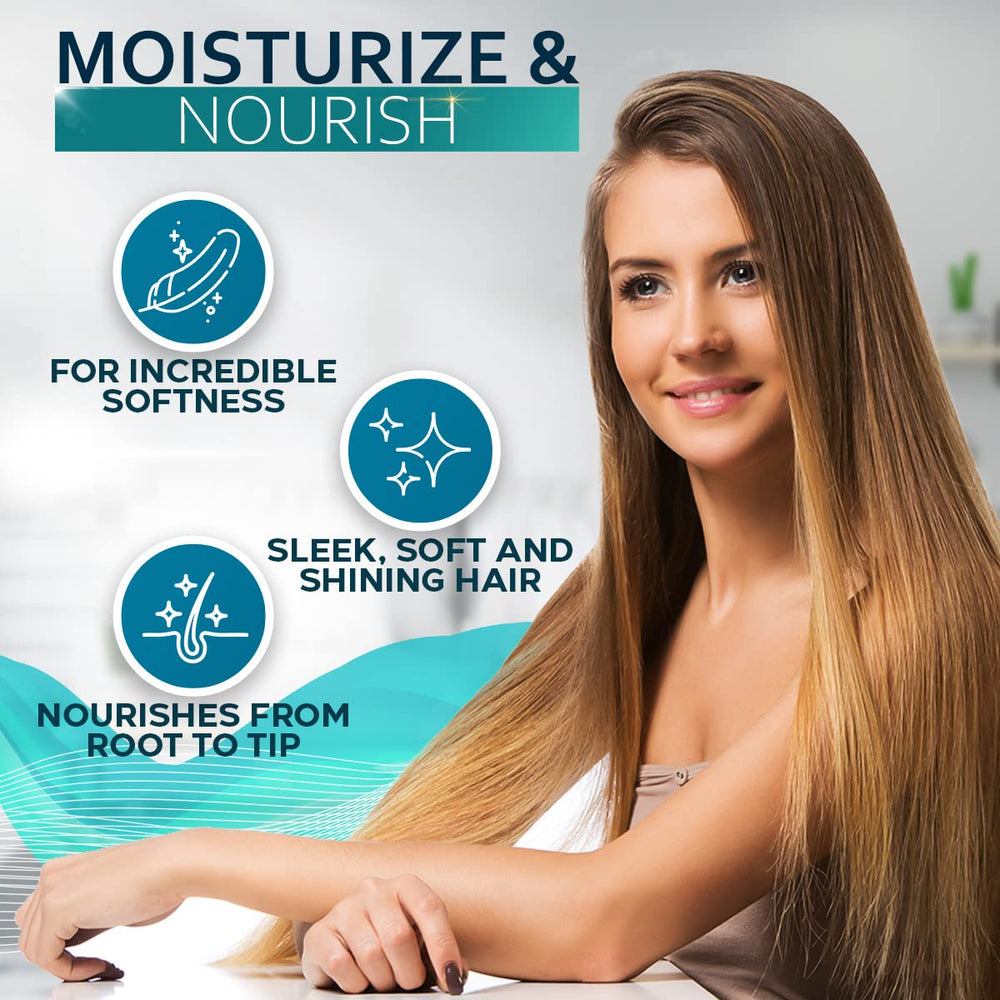 Bellisso biotin hair serum on glossy hair delivers radiant shine and volume.
