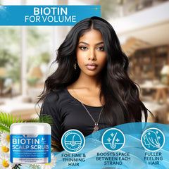 Bellisso Biotin Scalp Scrub volume effect on fine hair strands