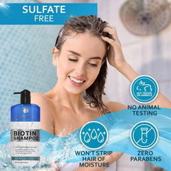 Bellisso Biotin Shampoo label emphasizes sulfate-free cleanse and gentle formula.