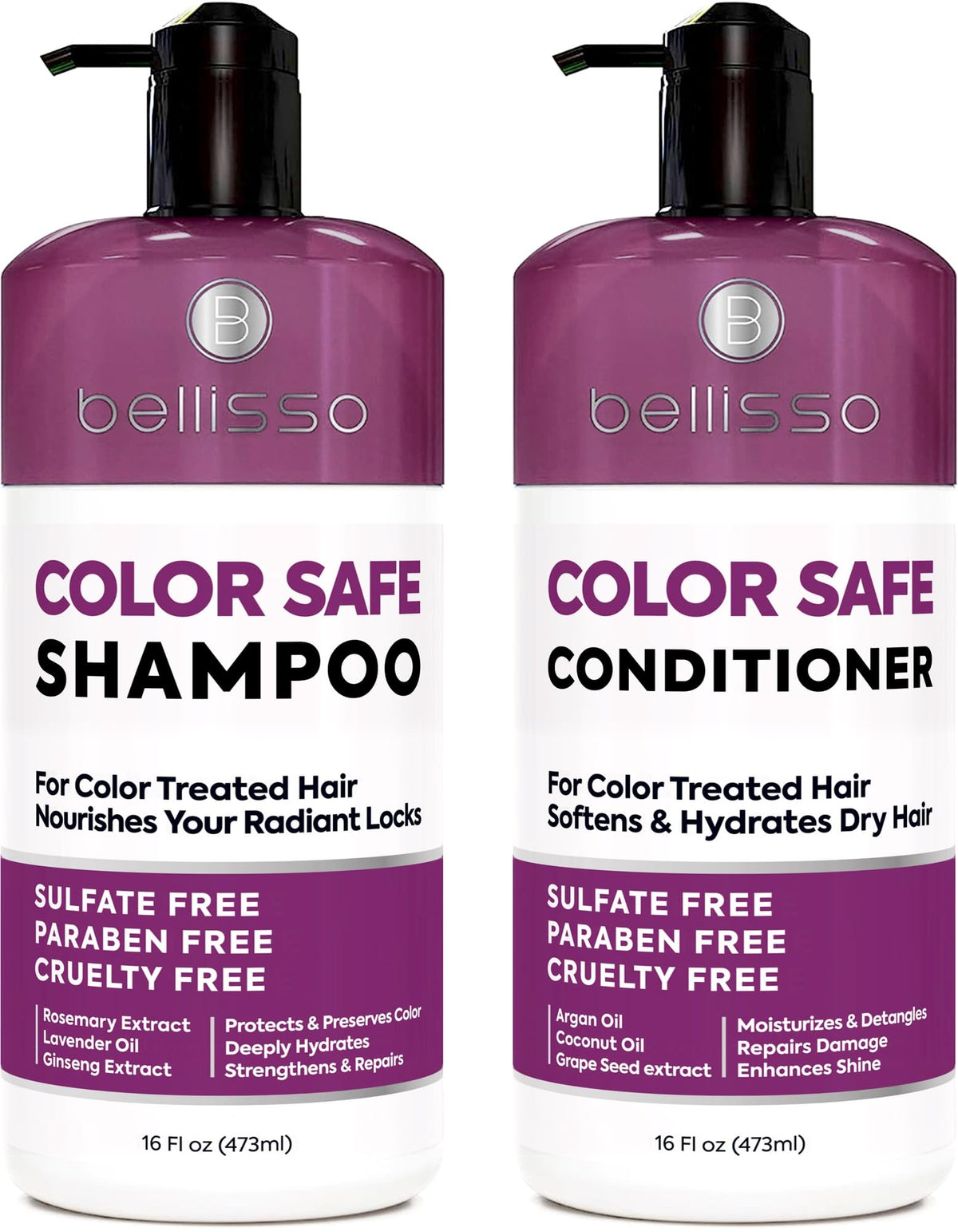 Bellisso Color Safe Shampoo bottle protecting color while cleansing