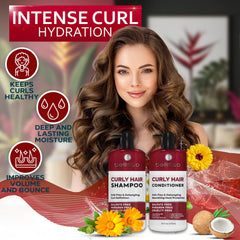 Bellisso curly conditioner bottle delivering lasting moisture for soft, bouncy curls.