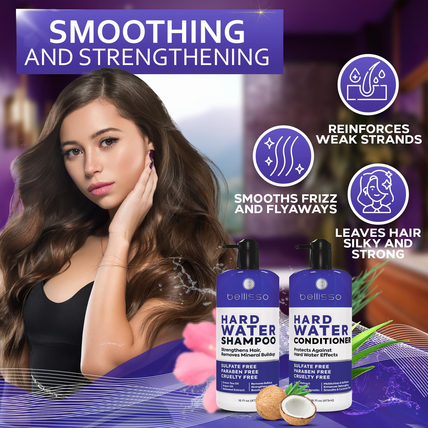 Bellisso hard water shampoo lather reveals rich cleansing for dull hair