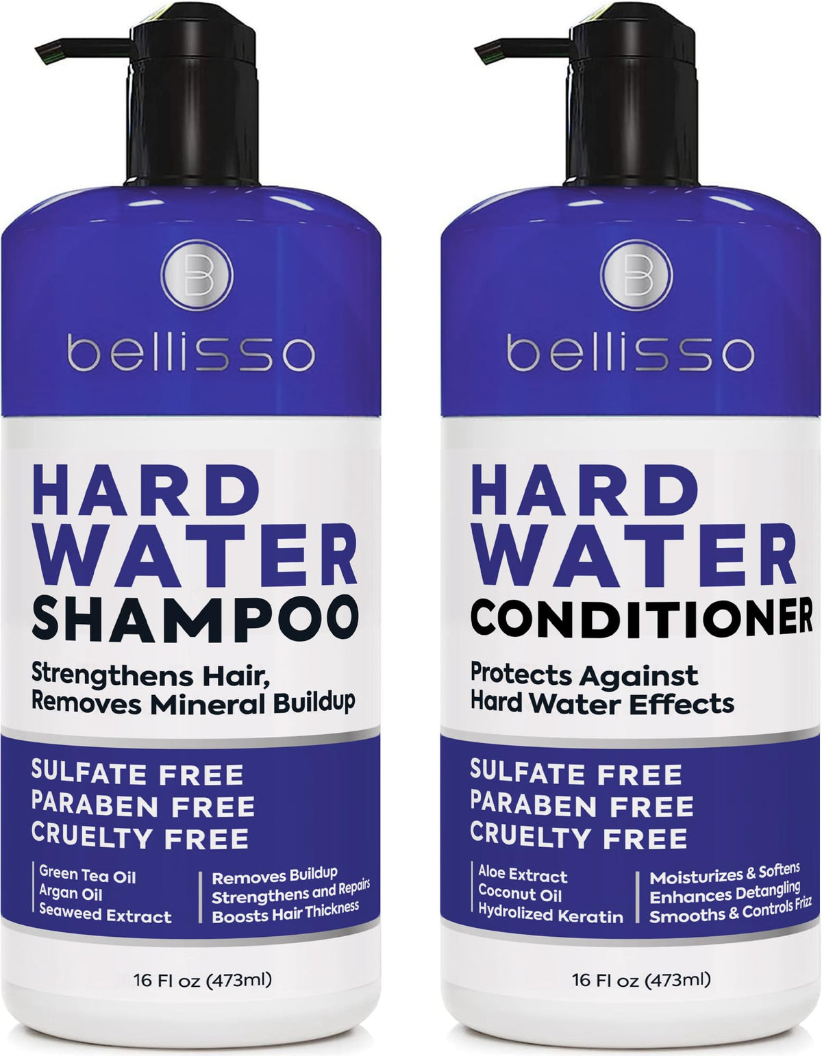 Bellisso hard water shampoo pour demonstrates chelating cleanse for mineral buildup