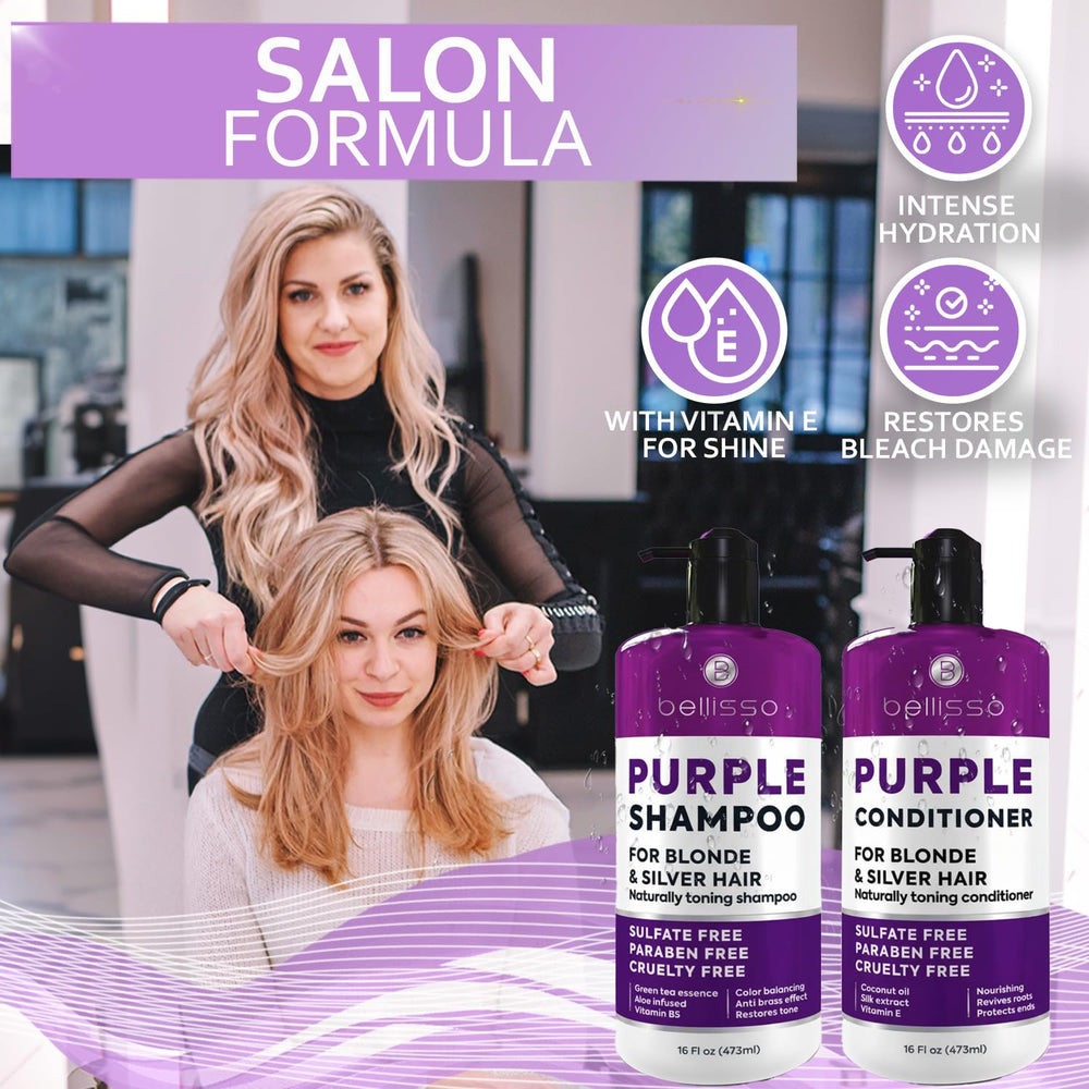 Bellisso platinum-blonde before-after demonstrates refined toning for silver and gray hair