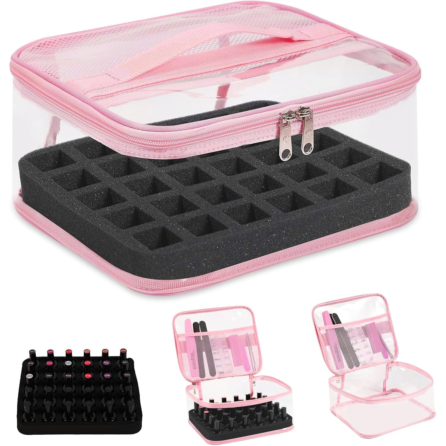 Beloving clear nail polish organizer front view shows see-through design for quick bottle spotting