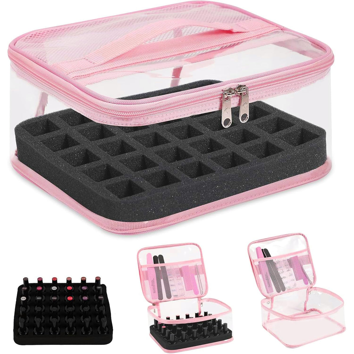Beloving clear nail polish organizer front view shows see-through design for quick bottle spotting