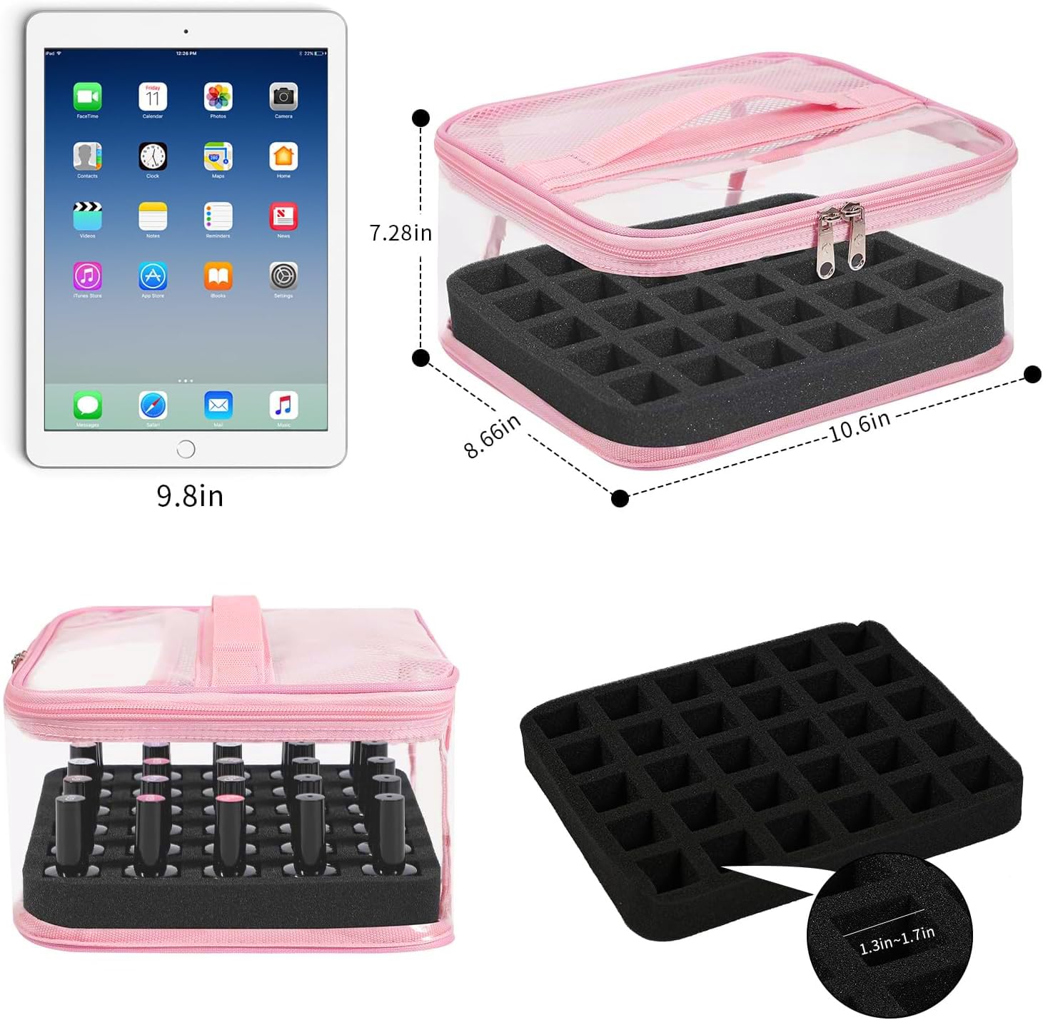 Beloving travel-ready organizer fits in a suitcase for on-the-go nail care