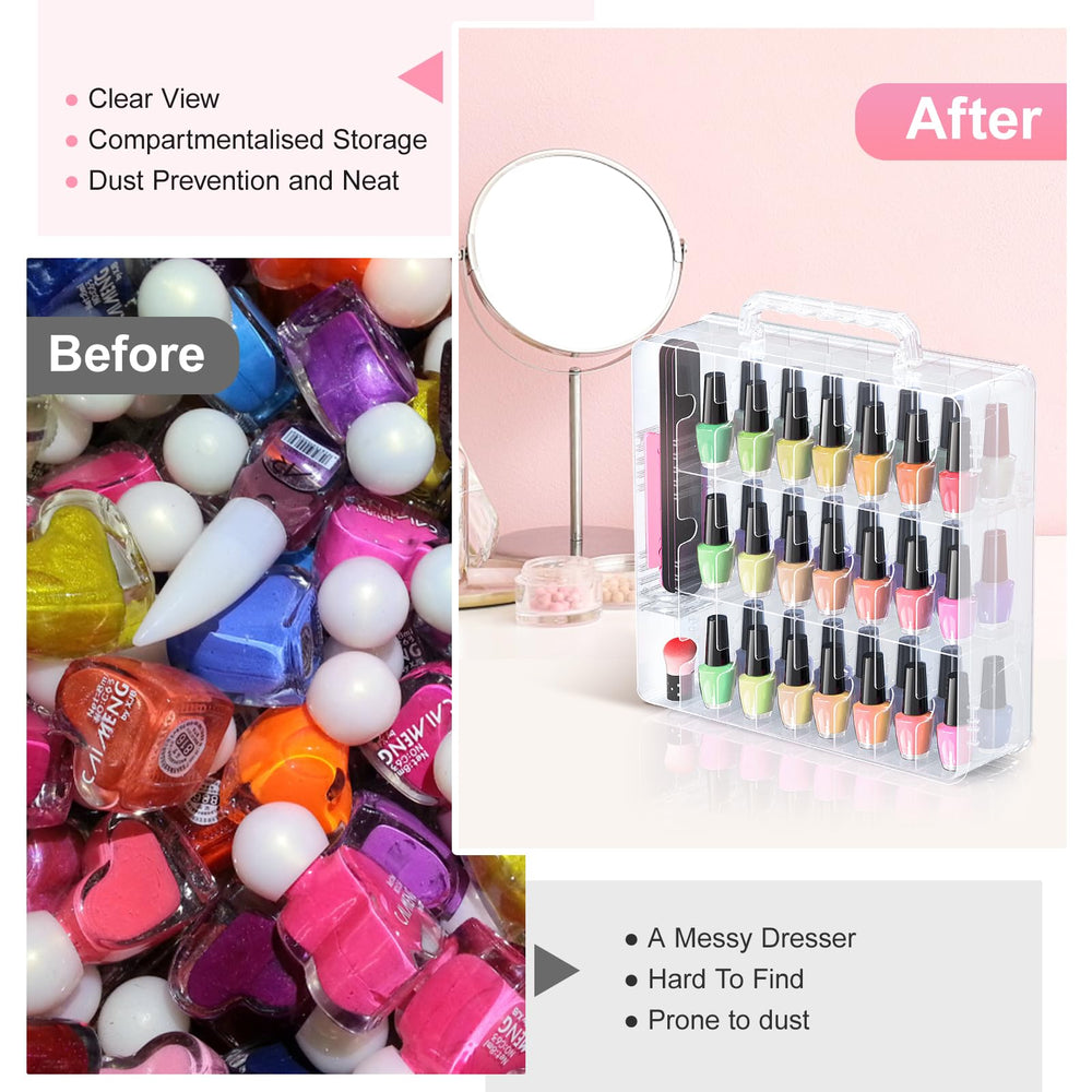 Beloving nail polish organizer double-sided storage showcases bulk capacity and quick access.