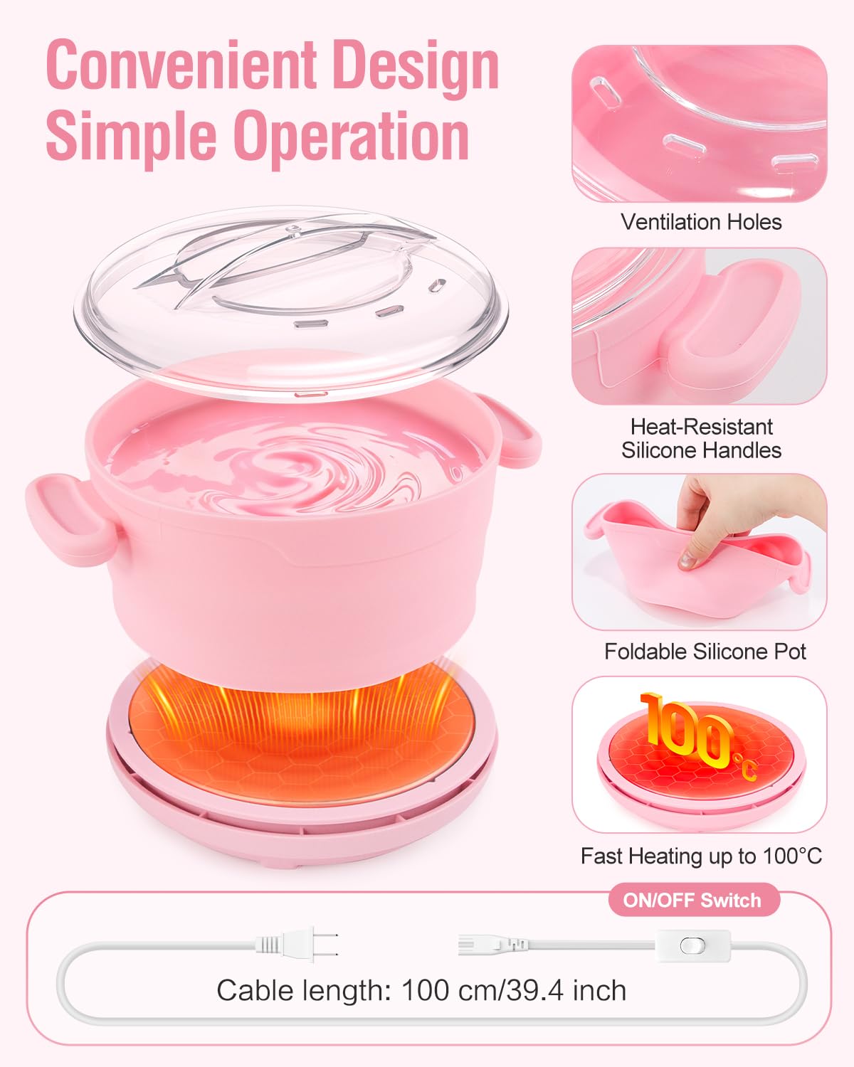 Beloving non-stick surface allows easy cleanup after waxing