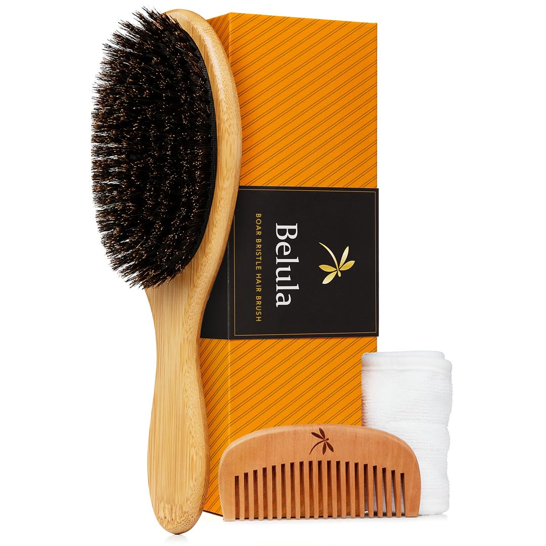 Belula boar bristle brush close-up with ultra-soft bristles for fine hair