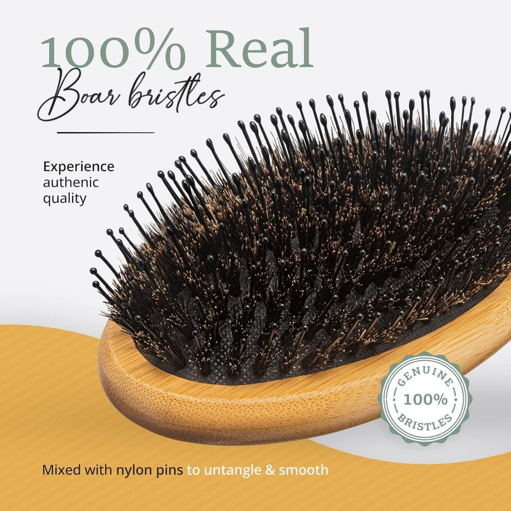 Belula Boar Bristle Hair Brush bamboo-handle closeup eco-friendly design