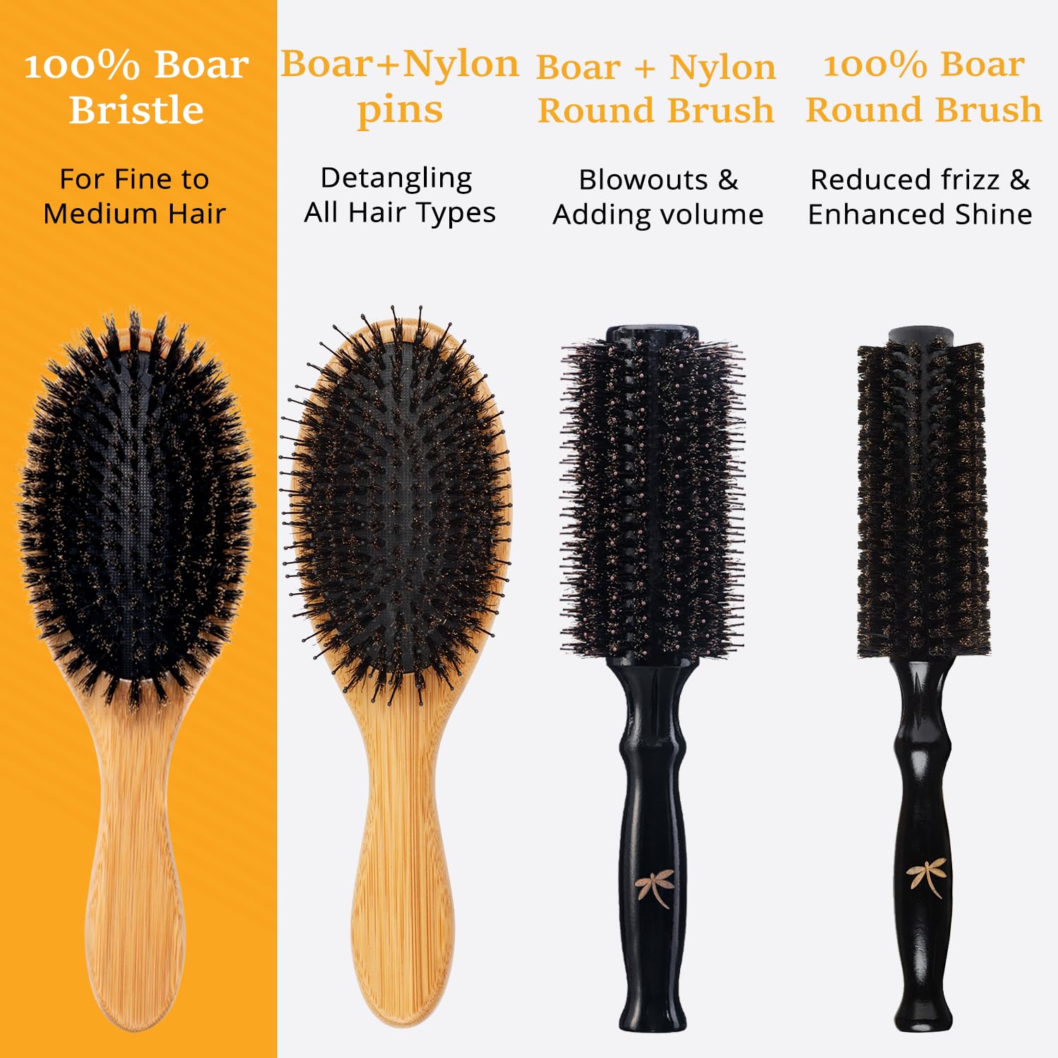Belula boar bristles gliding through fine hair in slow motion