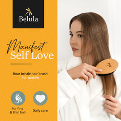 Belula wooden detangling comb, gentle wet-detangling with brush