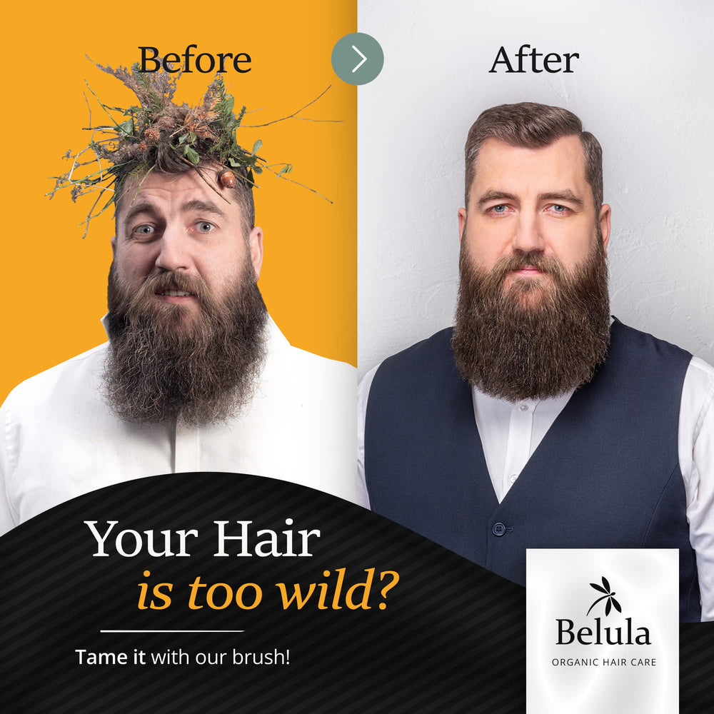 Belula wooden comb for detangling and brush cleaning.