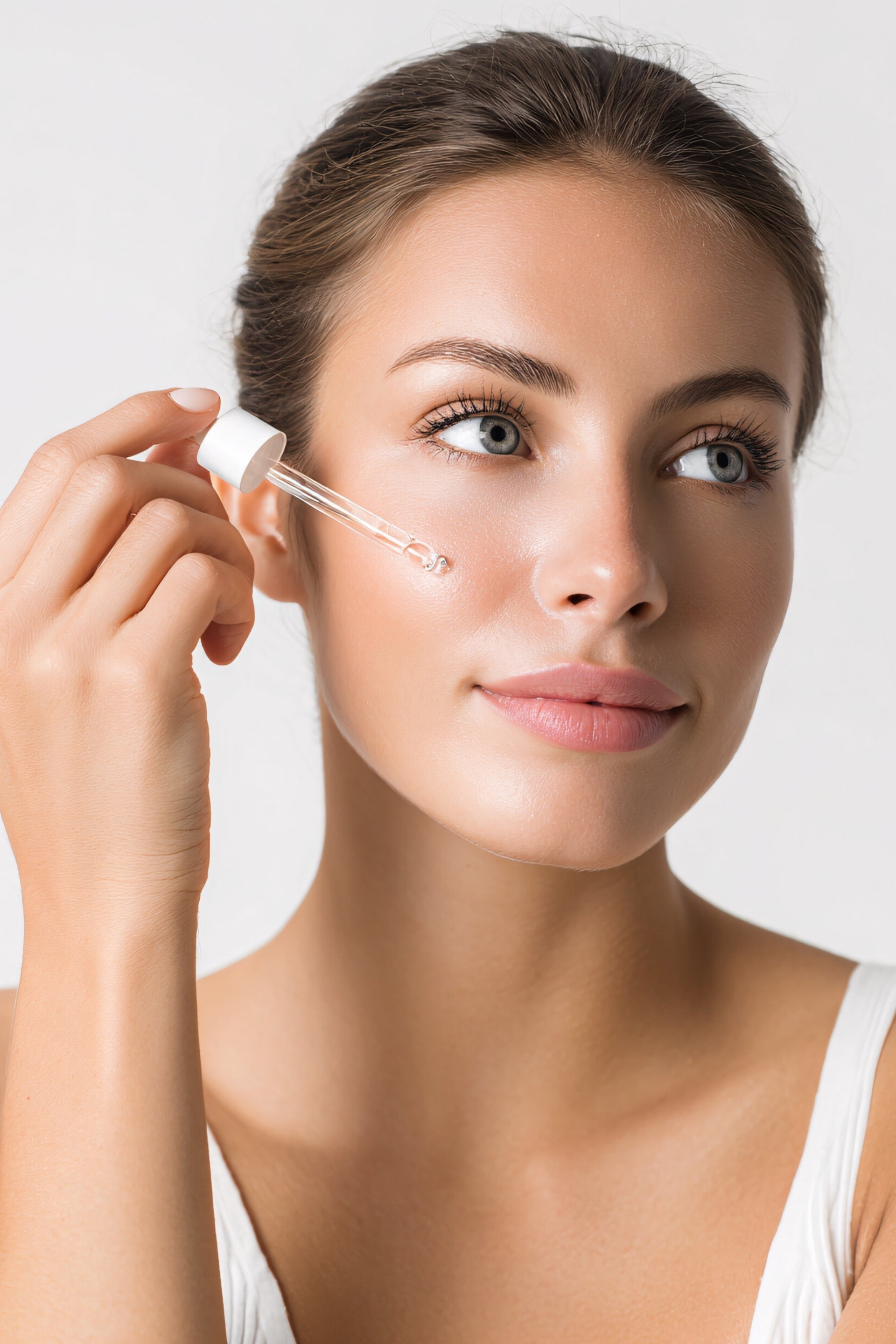 Woman applying a skincare serum with a dropper, illustrating Belvera’s approach to purposeful, transparent, and effective self-care rituals.