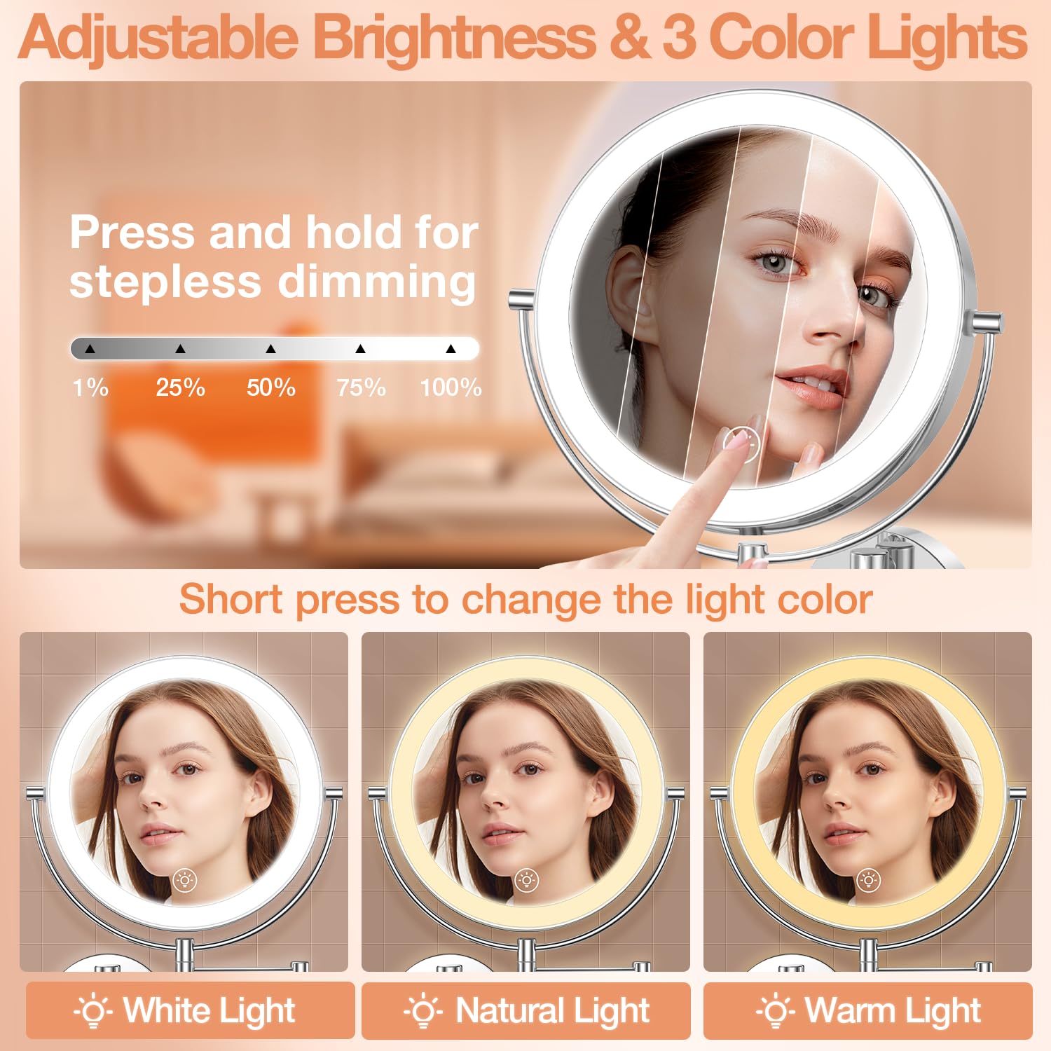 Benbilry mirror features 360° rotation for versatile viewing angles.