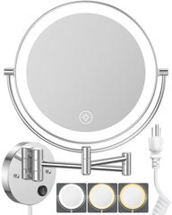 Benbilry 9-inch wall-mount makeup mirror with extended arm for full-face viewing.