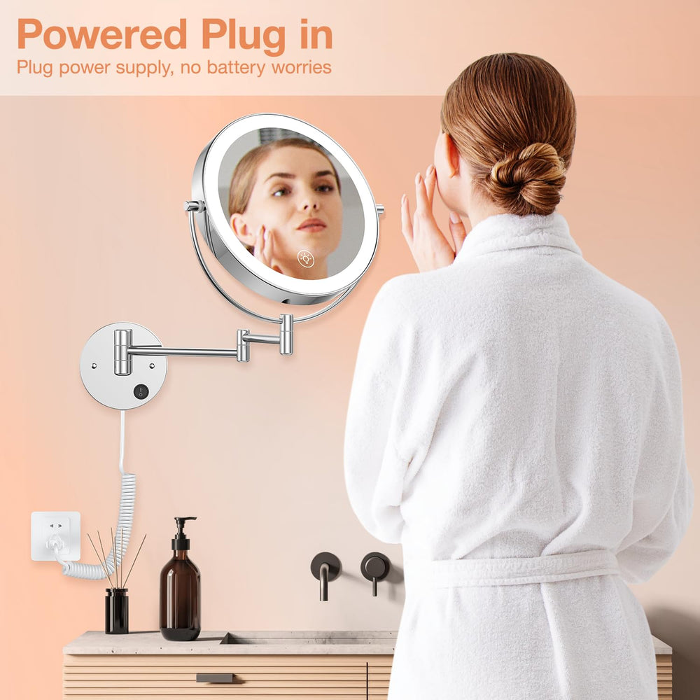 Benbilry double-sided mirror with 1X and 10X magnification for detail makeup.