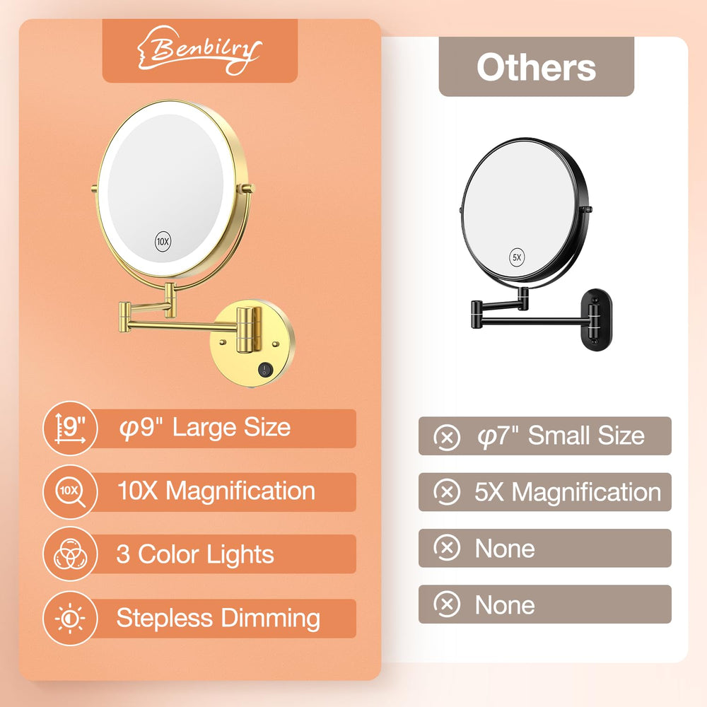 Benbilry gold-finish wall-mount mirror adds elegant bathroom style