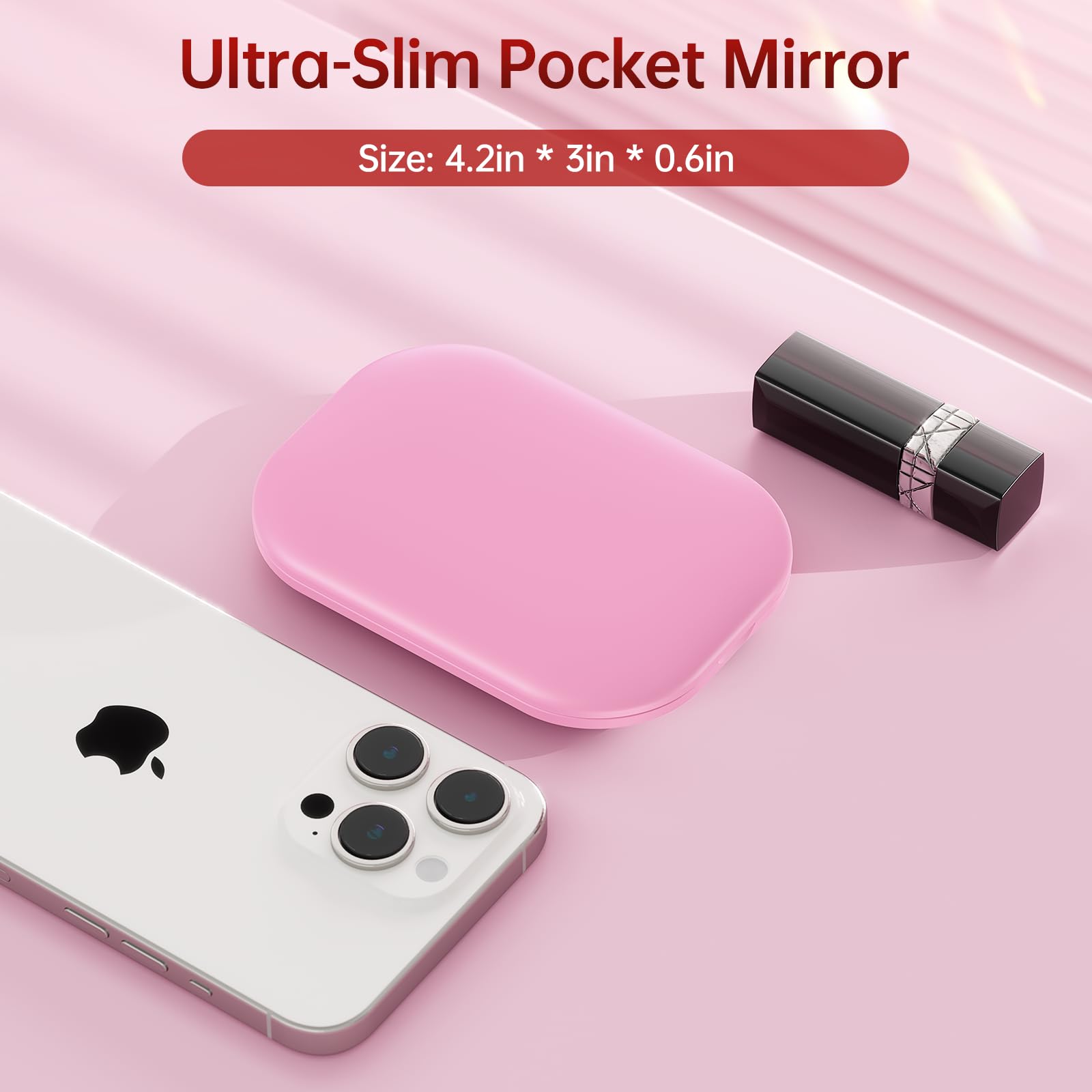 Benbilry pink travel mirror with three lighting modes for versatility