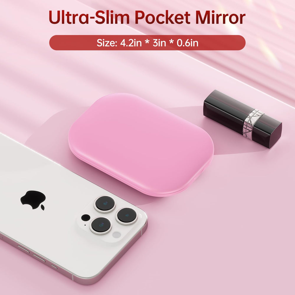 Benbilry pink travel mirror with three lighting modes for versatility
