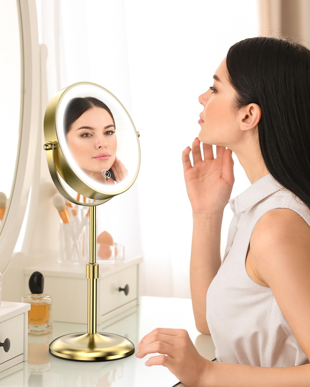 Benbilry lighted makeup mirror 10x magnification for precise detailing