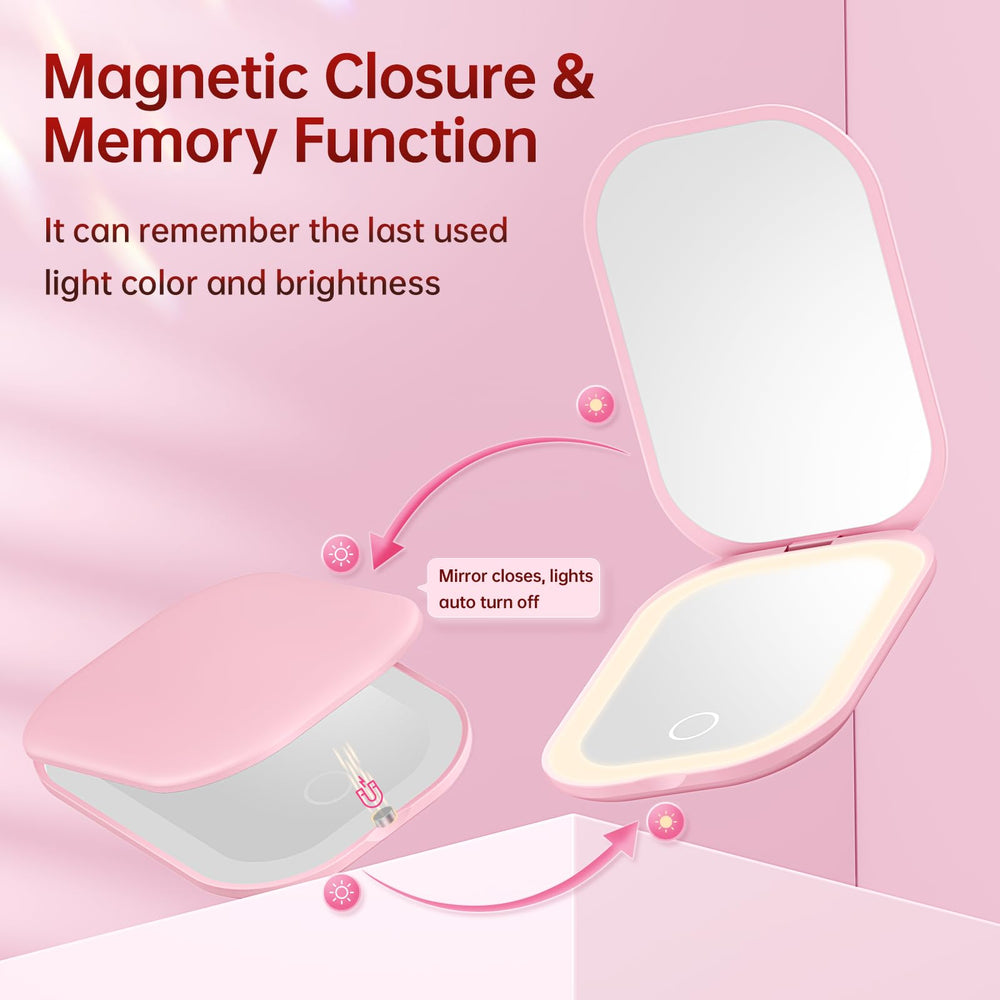 Benbilry pocket mirror magnetic closure keeps it secure in your bag.