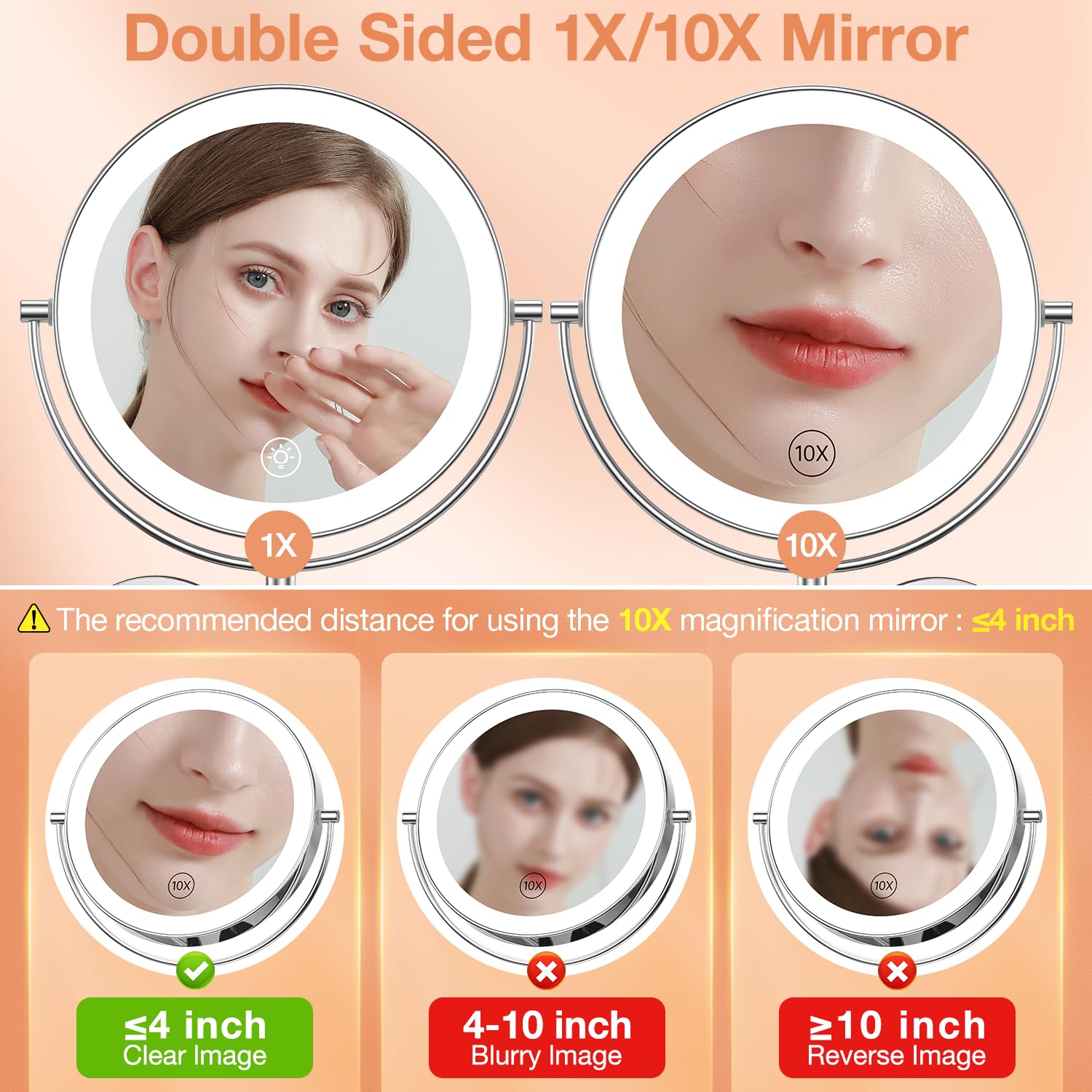 Benbilry mirror offers three color modes and brightness control for diverse tasks.