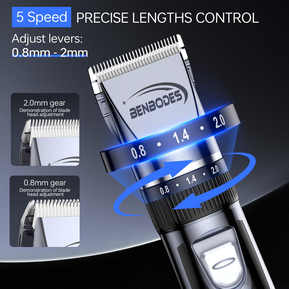Benbodes cordless clipper with textured metal shell for a secure grip during precise cuts.