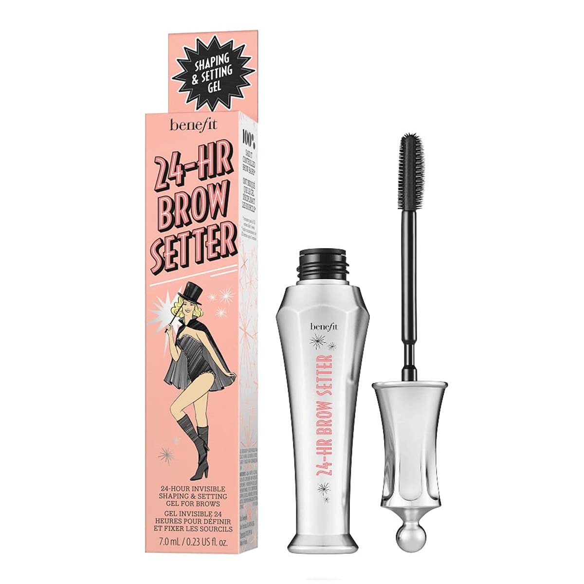 Benefit 24-HR Brow Setter Clear bottle delivers all-day hold for defined brows.