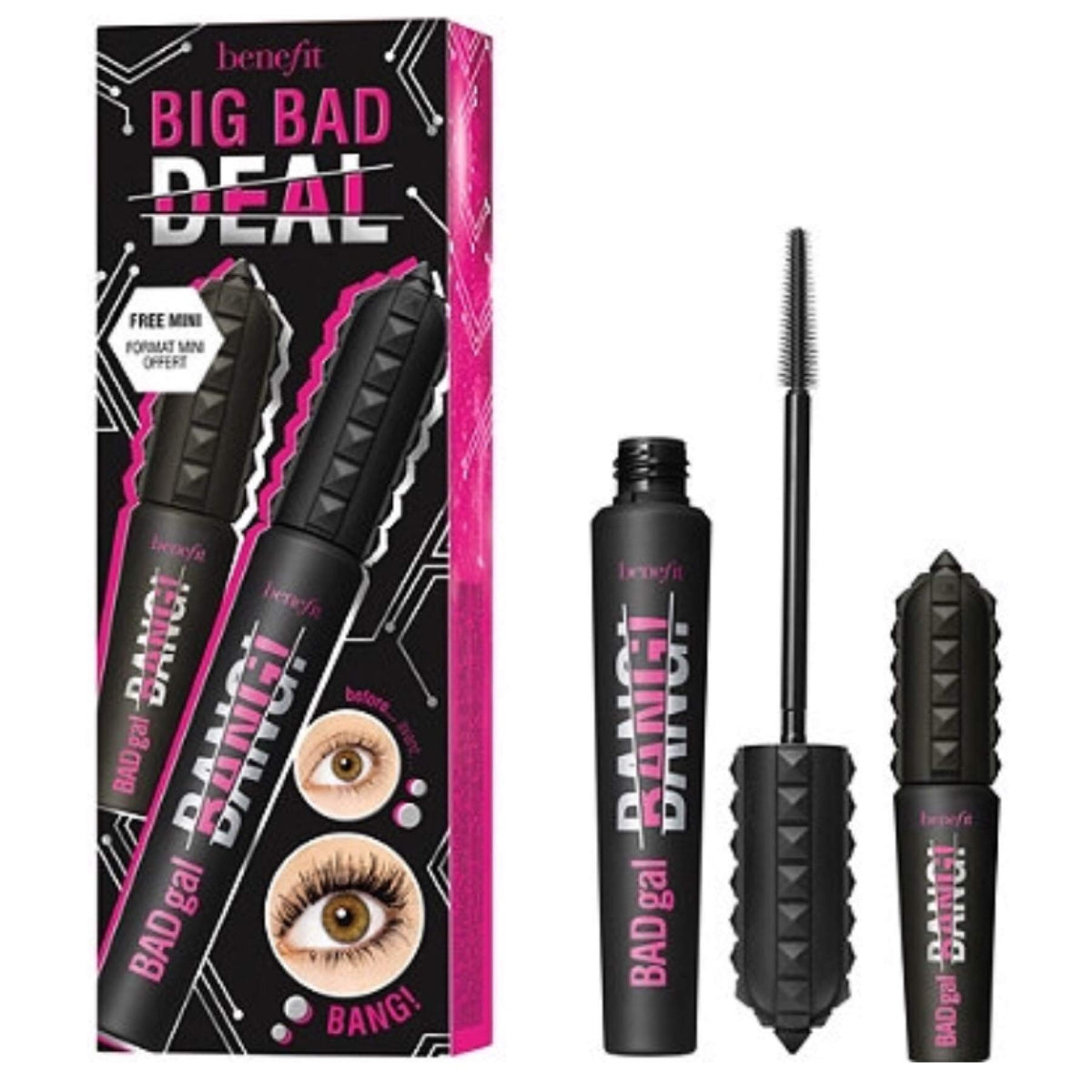 Benefit BADgal BANG full-size mascara wand for dramatic lash volume.