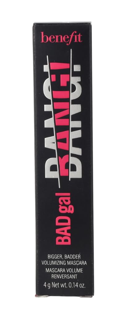 Benefit BADgal Bang mascara swatch shows deep pitch-black color.