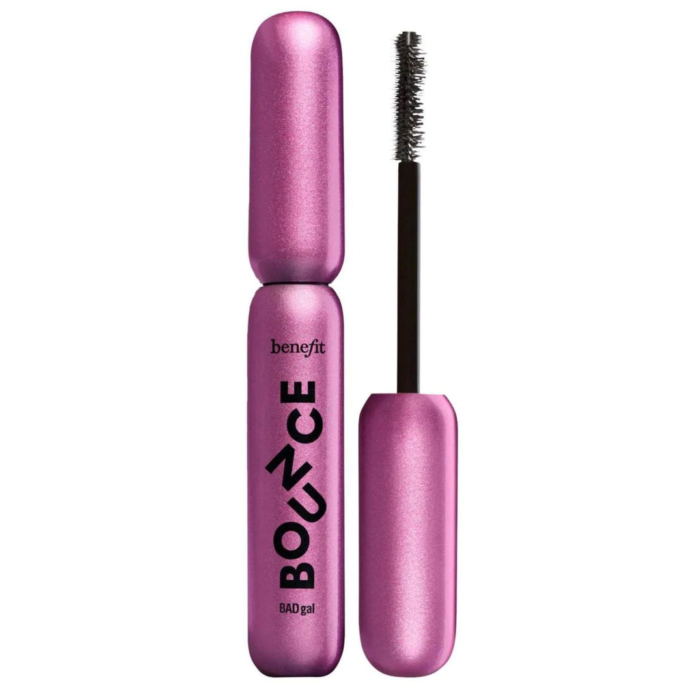 Benefit BADgal Bounce mascara tube closeup showing sleek packaging for daily use.