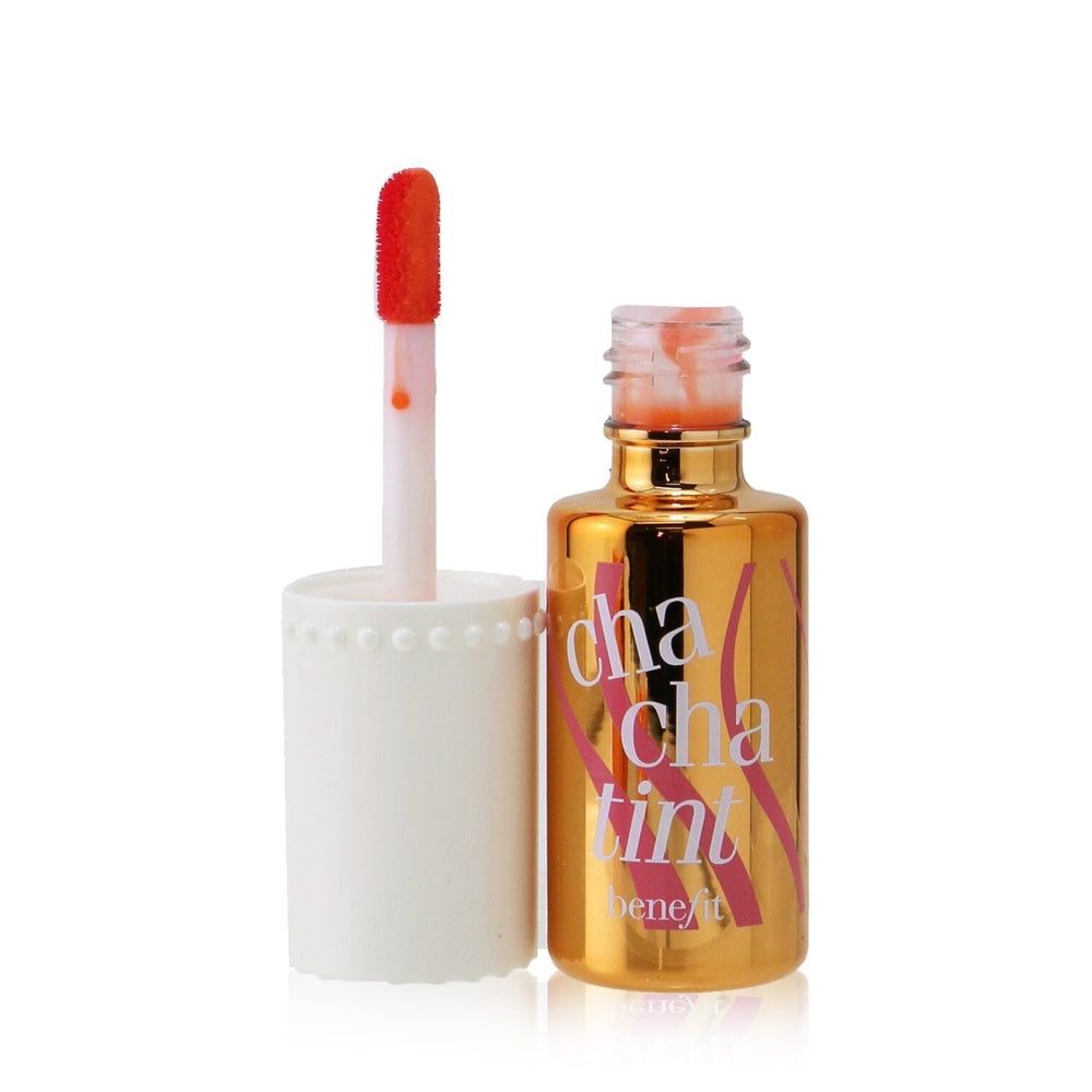 Benefit Cha Cha Tint mango tint layered builds vibrant color that lasts hours.