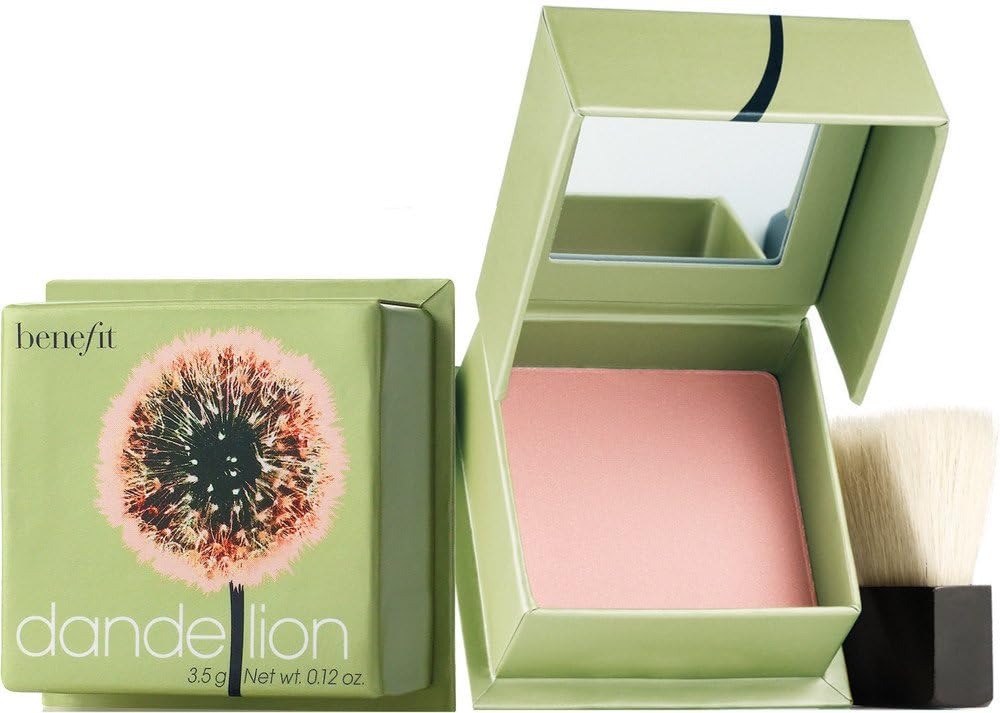 Benefit compact front view showing powder and mirror for easy brightening