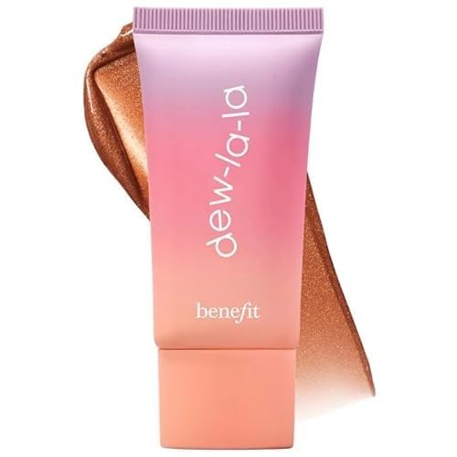 Benefit Dew La La front packaging showing bottle and warm tan-deep glow