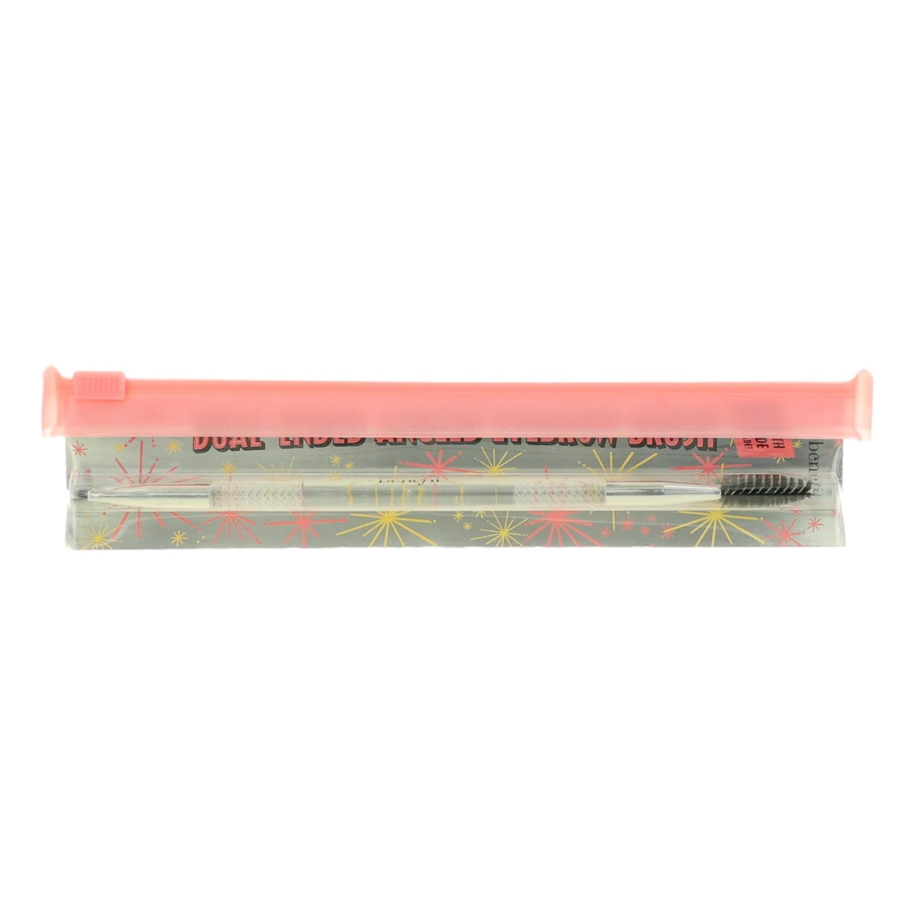 Benefit dual-ended angled eyebrow brush front view shows angled bristles for precise shaping