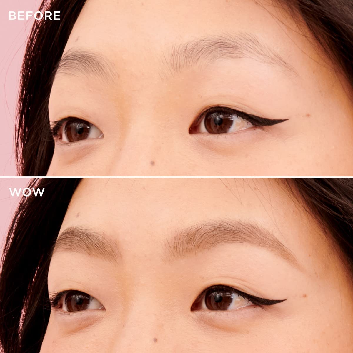 Benefit Gimme Brow in-use with spoolie blending for soft, longwear brows on a model