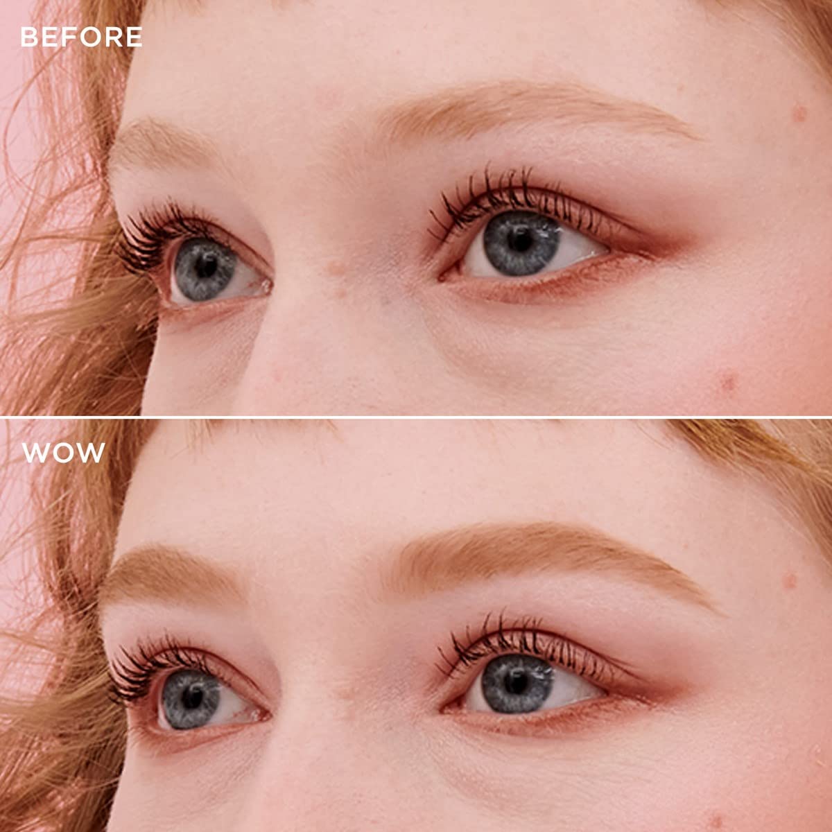 Benefit Gimme Brow applied on brows demonstrating natural fuller appearance