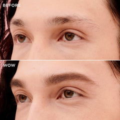 Benefit Gimme Brow+ in use with spoolie blending for soft natural-looking brows