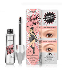 Benefit Gimme Brow+ tube front view showing shade 4.5 and natural fuller brows