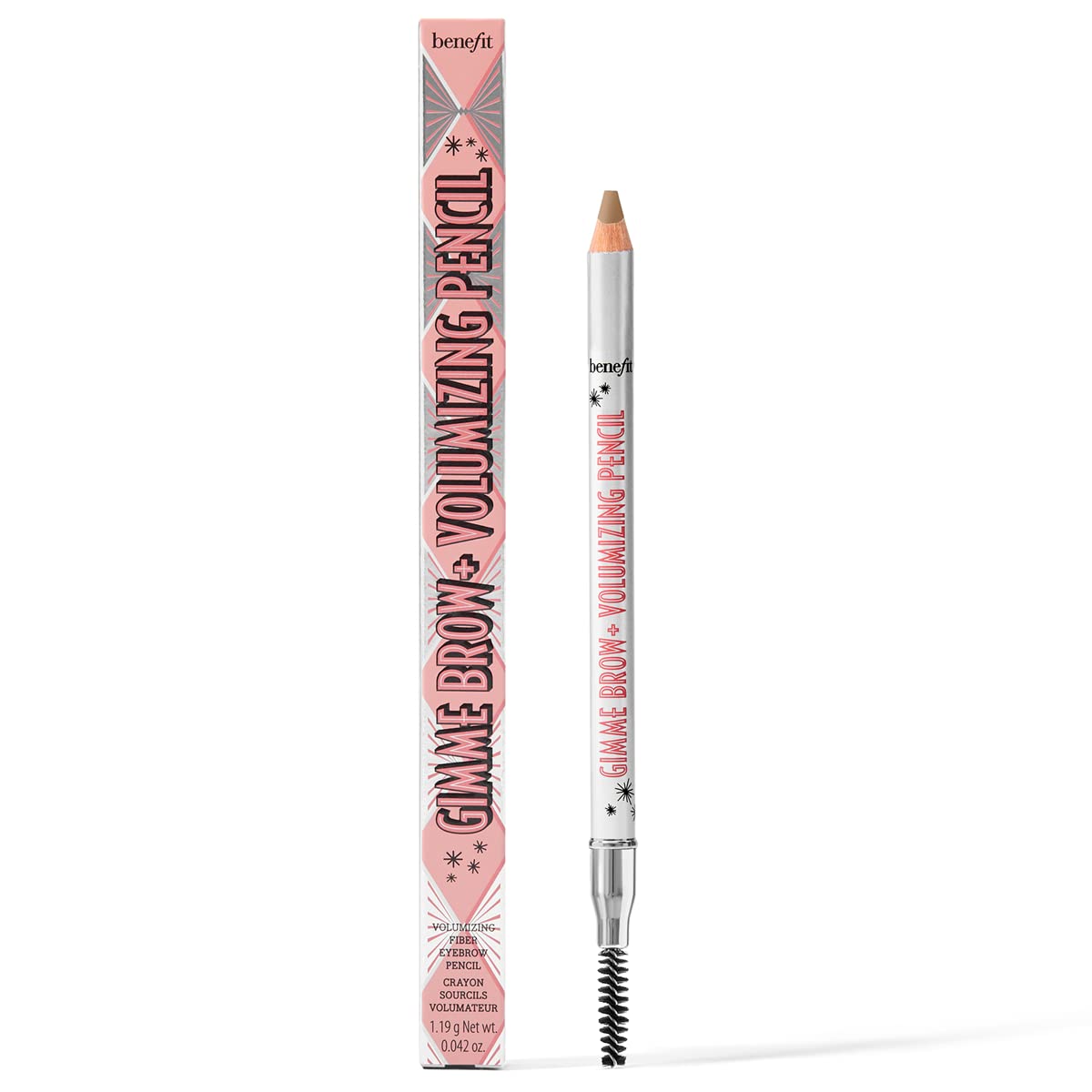 Benefit Gimme Brow front packaging showing compact pencil for travel convenience