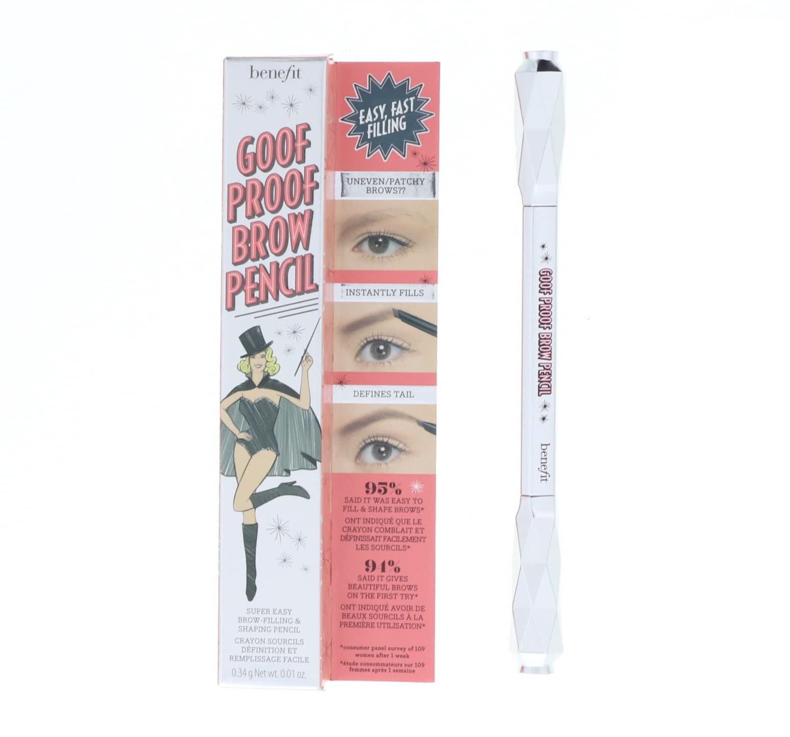 Benefit Goof Proof Brow Pencil packaging and compact DLX design for easy portability