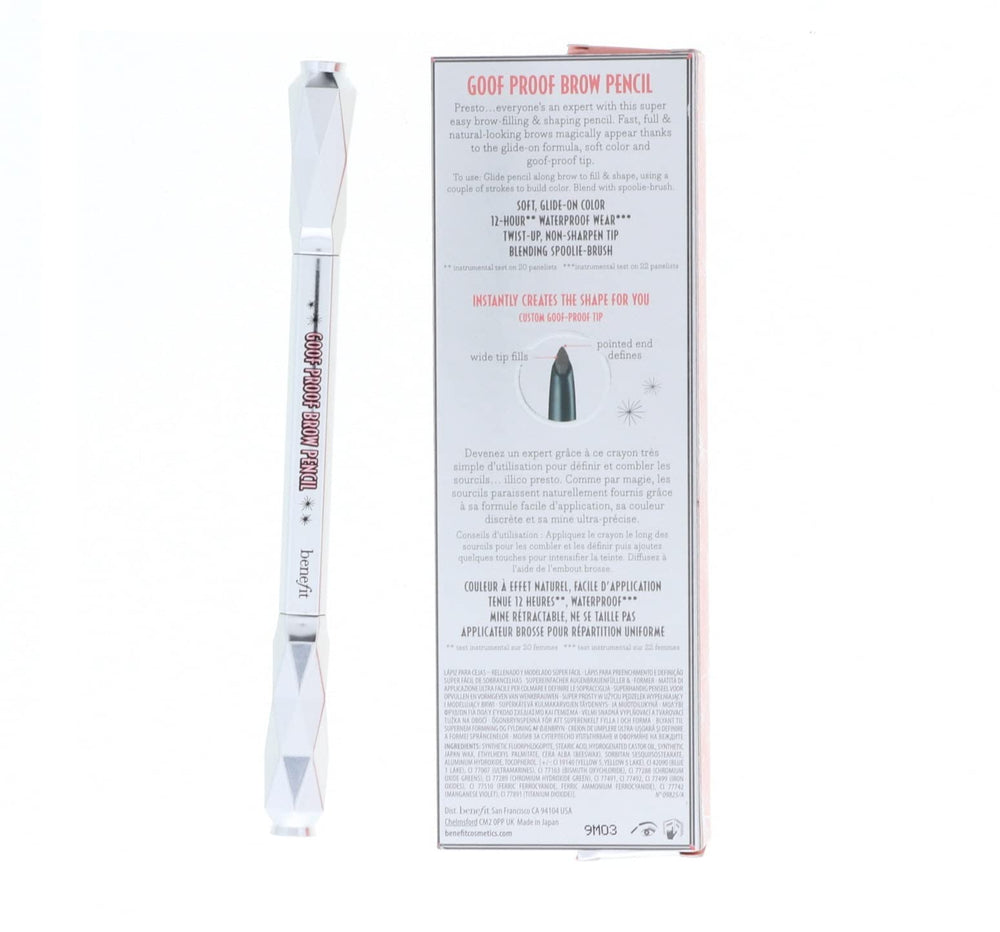 Benefit Goof Proof Brow Pencil dual-ended design with built-in spoolie for blending