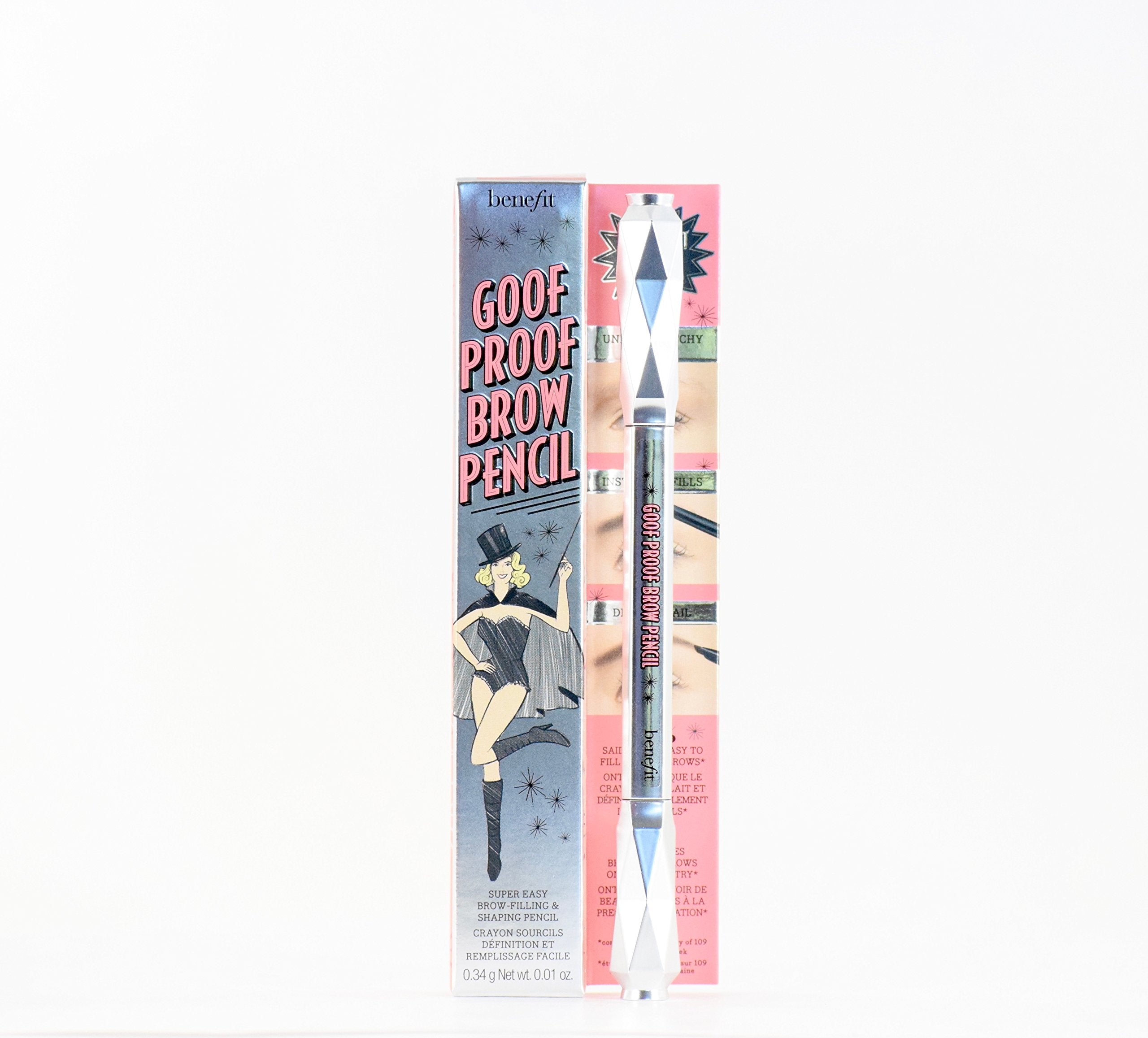 Benefit pencil in hand applying hairlike strokes for quick shaping