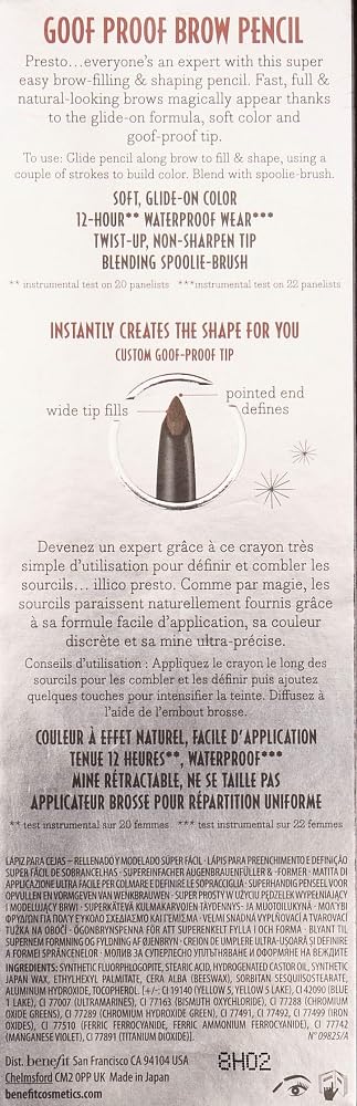 Benefit Goof Proof Brow Pencil No.2 Light shade closeup for color-match and natural lift.