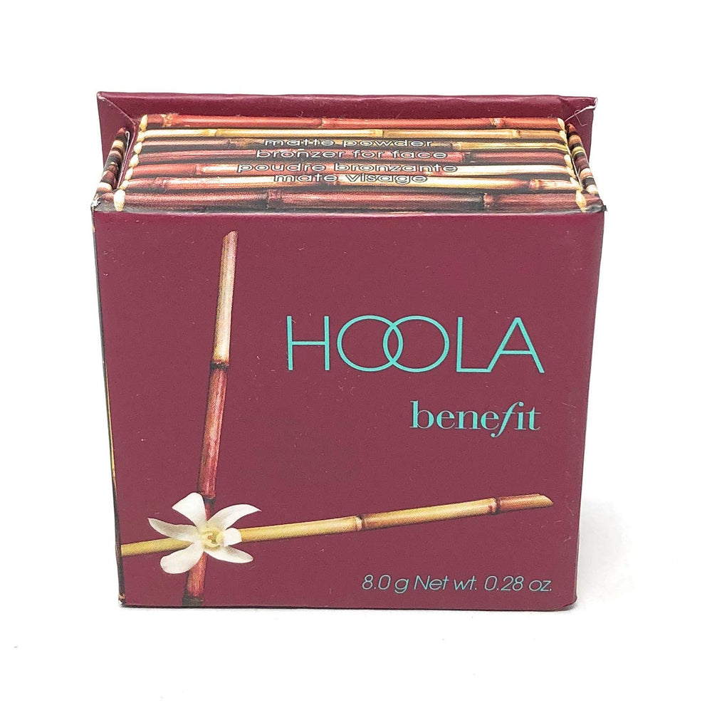 Benefit Hoola bronzing powder swatches on cheek illustrate subtle contour